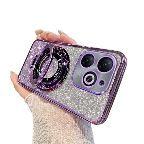 Case Compatible with Infinix Smart 8 Phone Case Soften TPU Gradient Hard Case Magnetic with Stand Drop Protection Women Durable Shockproof Phone Cover for Infinix Smart 8 Cover (Purple)