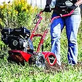 EARTHQUAKE Victory Rear Tine Tiller, Powerful 209cc 4-Cycle Viper Engine, Rugged Bronze Gear Transmission, Counter-Rotating Tines, Instant Reverse, Pneumatic Wheels, Model: 39381, Red/Black