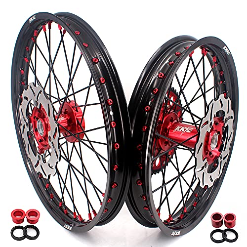 KKE 21/19 Inch Wheels Rims Fit Suzuki RMZ250 2007-2018 RMZ450 2005-2017 Motocross with Discs Sprocket