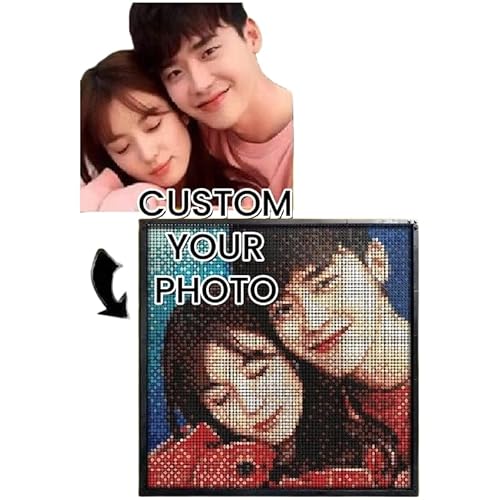 hadefa Customized Mosaic Portrait, Personalized Photo Pixel Block Drawing, DIY Home Decoration Puzzle