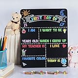 First and Last Day of School Chalkboard Sign Reusable, 14x11 in Back to School Board First & Last Day of Kindergarten Sign, Double Sided School Preschool Signs for Kids Girls Boys