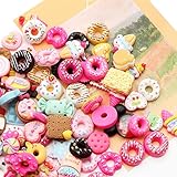 David Angie Resin Flatback Charms Dounts Planar Resin Food Resin Cabochons Slime Beads Making Supplies for DIY Craft Making and Ornament Scrapbooking (Food)