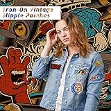 Ferraycle 48 Pcs Iron On Patches Hippie Embroidered Patches Random Assorted Styles Kit Aesthetic Repair Appliques for Sewing DIY Jacket Hat Clothing Backpack Jean 1970s Party