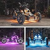 LEDGlow 20pc Advanced Million Color LED Motorcycle Accent Underglow Lighting Kit Compatible with Can-Am Ryker - Brake Lights Feature - Waterproof Control Box - Flexible Strips