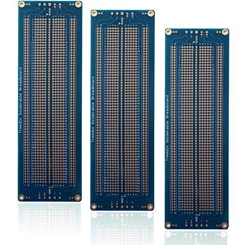 Treedix 3 pcs Universal Board Solderable BreadBoard PCB Prototype Shield Board Double Sided Tinned Gold Plated Holes Compatible with Arduino Kit Raspberry Pi Shield Prototyping and Testing (Mode 1)
