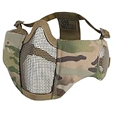 OneTigris 6" Foldable Half Face Mesh Mask with Ear Protection, Tactical Lower Face Protective Mask (Camo Color)