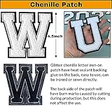 3Pcs Chenille Letter Patches Iron on Patches Varsity Letter Patches Chenille Embroidered Patch Sew On Patches for Clothing Hat Bags Jackets Shirt (White, S)