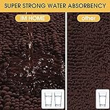 ACCUMTEK Upgrade Extra Large Brown Bathroom Rug Set 3 Pieces Ultra Soft, Thick Absorbent Bath Mats, Non Slip Chenille Toilet Mat for Bathroom, Bedroom, Kitchen, Dark Coffee