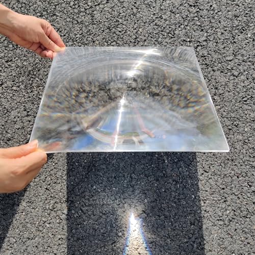 Fresnel Lens Large, 300x300mm, Focal Length 300mm, Acrylic Lens (not Glass),Olar Death ray for Physics Classroom,Magnifiying Sheet Fire Starter for Solar Heating, Solar Oven.