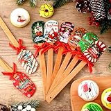 Layhit 8 Pcs Christmas Silicone Spatula for baking Santa Claus Pattern rubber Spatula set with Wooden Handle Christmas cooking utensils bulk Cake Decorating for Holiday Gifts