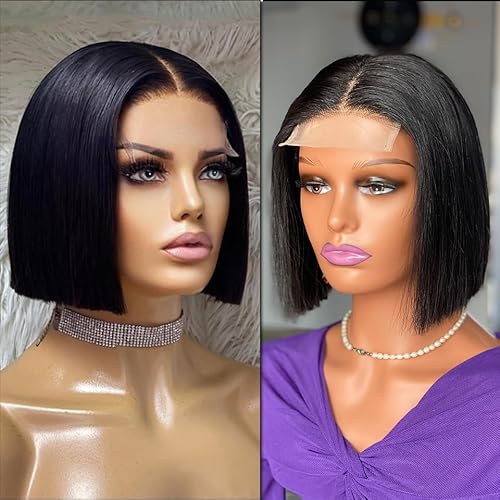 mybobwig Vietnam Bone Straight glueless bob wig human hair 4x4 Bleached Knot Lace closure wigs for black women 8 inch