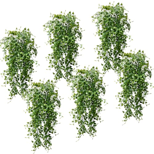 Artificial Hanging Plants 32-in Fake Hanging Plant Fake Ivy Vine Outdoor UV Resistant Plastic Plants (6, Green)