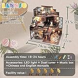 Lannso DIY Dollhouse Miniature Kit, Doll House Kit with Dust Proof Cover and Music Box, Mini Wooden Dollhouse Toys for Adult Gift(M2132)