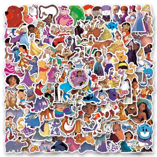 300Pcs Kids Disney Stickers Pack Princess Stickers Cute Cartoon Characters Stickers Movie Decal Childrens Decorative Sticker for Teens Adults Waterproof Stickers for Water Bottle Laptop Luggage