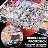 Noverlife 36 Grids Clear Plastic Jewelry Organizer Box, Nail Charm Holder Double Buckle Bead Organizer Storage Container Box, Empty Nail Box Organizer Earring Display Case Acrylic Bead Box for Women