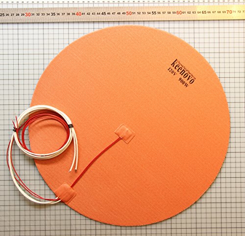 KEENOVO Circular/Round Silicone Heater Pad,Dia 400mm 900W 120V, with 3M PSA & NTC 100K thermistor for Huge Delta 3D Printer HeatedBed or Steel Tank Bucket Container Bottom Heater