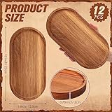 Geetery 12 Pcs Acacia Wooden Serving Trays 10 Inch Oval Wood Platter Wooden Serving Platter Oval Charcuterie Plates Board Cheese Plate Fruit Wood Tray Acacia Cheese Board for Dessert Appetizer