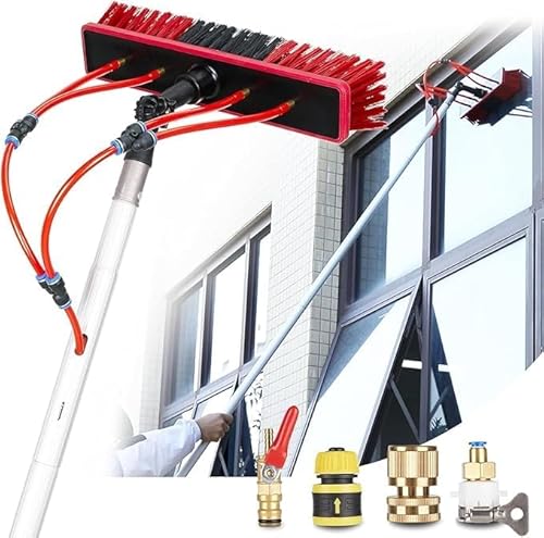 ZKUAOGDI Solar Panels Brush Cleaning Kit 35 FT Adjustable Water Fed Pole 20M Hose & 180° Rotating BrushHead, Washing Equipment Window Cleaner Tool for Solar Panel Roof Car