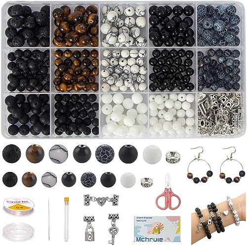 Stone Beads for Jewelry Making, Charm Bracelet Making Kit, 450Pcs Beads for Bracelets Making Kit DIY Magnetic Bracelets for Couples Lovers