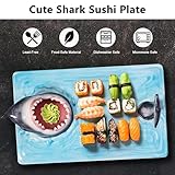 Djungelskog Shark Sushi Plate - Hand-Painted Ceramic - Lead-Free - Food-Safe Materials - Secure and Sturdy - Microwave/Oven/Freezer/Dishwasher Safe - Ideal Gift for Sushi Enthusiasts!