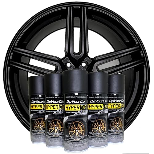 DipYourCar HyperDip Peelable Car Paint in a Can - Automotive Spray Paint/Aerosol Auto Paint for Protection and Color for Wheels, Emblems, Mirror, and More - Frozen Black Automotive Paint Set
