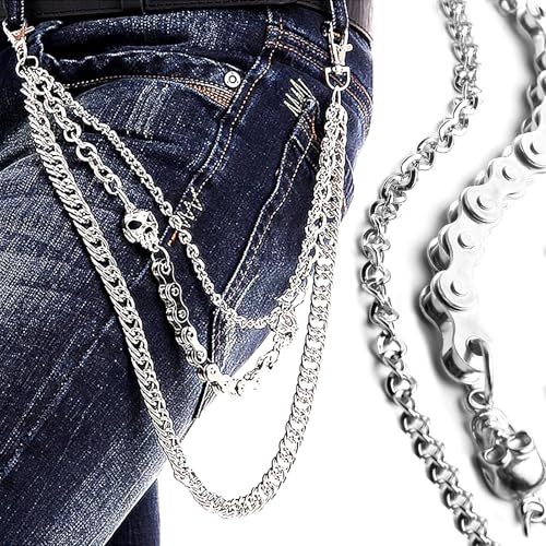 Pants Chain for Men Women,Biker Skull Chain Wallet,Long Cool EMO Punk Trousers Pocket Belt Key Chains for Hip Hop Rock Jean Gothic