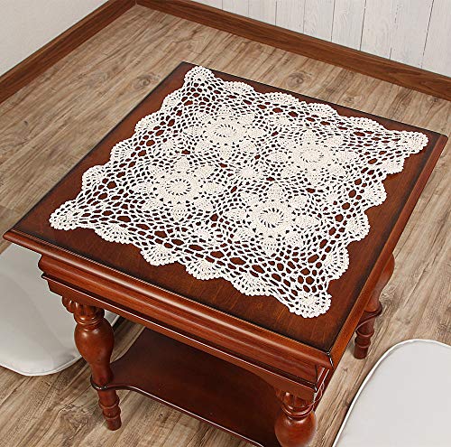 Hsvanyr Handmade Crochet Lace Tablecloth Doilies Placemat Dining Room Mats 15inch Nightstand Cover