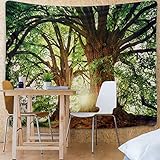 ENJOHOS Forest Tapestry Nature Tree Tapestries, Extra Large Oversized Tapestry Wall Hanging, Tapestry for Bedroom Living Room Backdrop, Indoor Outdoor Decoration Home Decor（90" L x 71" W,Dark Green）