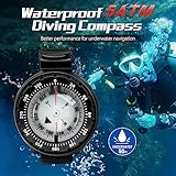 Scuba Compass, Professional Waterproof 5ATM Dive Wrist Compass with TPU Band for Outdoor Sports Diving, Sailing, Hiking, Survival Emergency (Black)