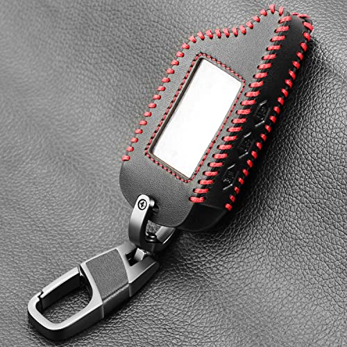 JINYISI 3 Buttons Leather Car-Styling Key Cover Case,Fit For Starline B9 B6 A91 A61 Twage Two Way Car Alarm System keychain