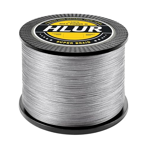 HLUR New X12 Super Strong 12 Strands Braided Fishing Line 300M 1000M Multifilament PE Line Saltwater Fishing Tackle (Dark Gray, 1093Yds/1000M(0.323MM)-65LB)