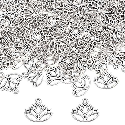 SUNNYCLUE 1 Box 100Pcs Lotus Charms Chakra Charms Lotus Flower Energy Charm Alloy Yoga Charms for Jewelry Making Charm Earrings Necklace Bracelet Acceossories Adult Women DIY Craft Finding Supplies