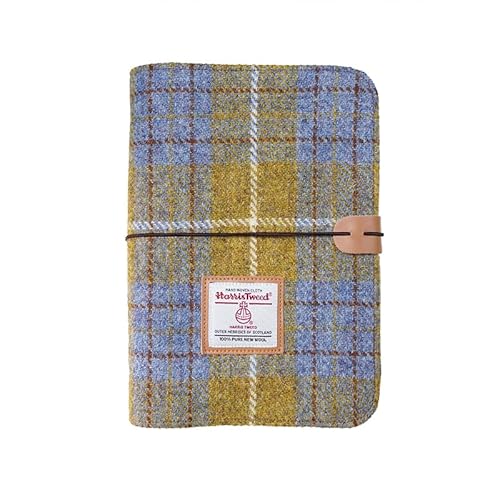 Harris Tweed A5 Notebook Binder 6 Ring, Wool Fabric Soft Cover Refillable A5 Binder, 80 Pages for A5 Refill Paper and A5 Planner Inserts, Notebook Journals for Writing, A5 Size 80 Pages (Yellow)