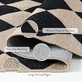 Lahome Checkered Easy Jute Runner Rug, 2x8 Hallway Kitchen Runner Rug Non Slip Washable Outdoor Carpet for Entryway Indoor, Checkerboard Black Indoor Outdoor Carpet for Hallway 8ft Entry