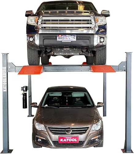 AUTOKATO KT-4H110 11,000 Lbs 3.0HP 4 Post Car Lift Heavy Duty Four Post Auto & Truck Hoist, 84.5” Max Height 110V Hydraulic System (Forklift Unloading Required)