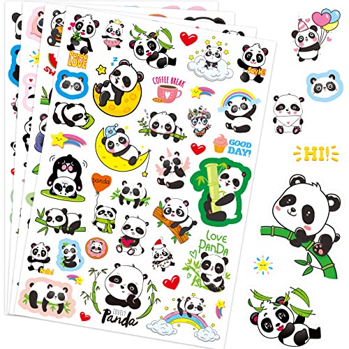 Cute Panda Stickers Cool Funny Panda Adhesive Waterproof Stickers 665 Counts for Zoo Animal Birthday Invitations Envelopes Decorations Party Goodie Gifts Bags Decor School Game Class Rewards