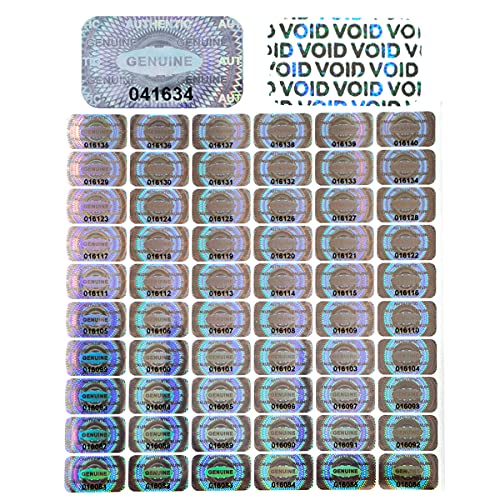 1200 pcs Hologram Security Tamper evident Stickers Warranty Void Seal Labels with Unique Serial Number Genuine Authentic Tamper Proof Sticker(1X0.6 inch)