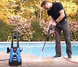 AR Blue Clean, BC142HS Electric Pressure Washer, 1700 PSI, 1.7 GPM, 11 AMP, 15 Degree Nozzle, Easy Squeeze Spray Gun, Foam Cannon, Extension Lance, 25' Hose, Compact Ergonomic Handle Design, 18 Lbs