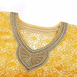 HD Yellow Nigerian Lace Dress Emboridery V Neck Caftan Gown for Woman Lace Gele Headwrap