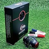 BIRDIE79 Birdie Liner Black Golf Ball Marker Alignment Tool Kit - 360-Degree Triple Line Stencil with 3-Color Pens and Gift Box - Premium Quality