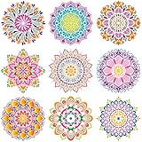 9 Pack 12 x 12 Inch Large Rangoli Stencils Mandala Stencil Laser Cut Painting Template for DIY Art | Wall Stencil, Tile Stencil, Floor Stencils - Wall Stencils for Painting Large Pattern