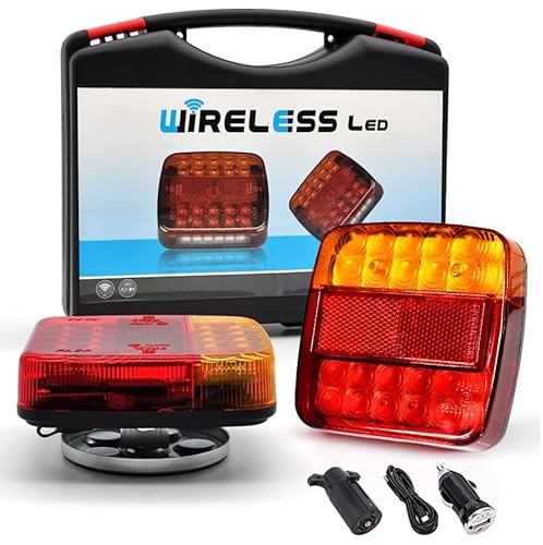 Magnetic Wireless Tail Lights Kit for Trailer, Led Trailer Rear Lights for Truck, Flatbed, Camion, Semi, Rv, 12v Tow Taillights with Turn Signals, Brake Signals, IP76 Waterproof