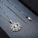 Lotus Eye Necklace for Women Moonstone Evil Eye Lotus Protection Pendant 925 Sterling Silver Lotus Necklace Lotus Flower Charm Jewelry for Birthday Halloween for Women Men Teen (Moonstone)