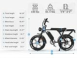 Hipatoo V8 Electric Bike for Adults, Fat Tire E Bike with 750W Peak Motor 48V 15Ah Removable Larger Battery, 20" x 4.0 Electric Mountain Bike, 31MPH Max Speed, Shi-Mano 7 Speed Electric Bicycles