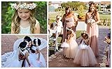 Funsveta Baby Girls Flower Crown Flower Girl Headpiece boho Little Wreaths for Weddings, Family photography (Flower Pink)