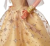 Barbie Signature 2023 Holiday Doll, Light Brown Hair Wearing Golden Gown, Collectible with Doll Stand & Certificate of Authenticity