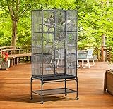 Yaheetech 69-Inch Extra Large Bird Cage Metal Parrot Cage for Mid-Sized Parrots Cockatiels Conures Parakeets Lovebirds Budgie Finch, Black