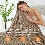 Homemate Heated Blanket Electric Throw - 50"x60" Heating Blanket Throw 1/2/4/6/8 Hours Auto-Off 10 Heat Levels Heat Blanket Over-Heat Protection Soft Flannel Sherpa Heater Blanket ETL Certification