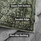 Morebes Vintage Living Room Rugs 6x9,Washable Large Green Area Rug Non Slip,Distressed Soft Floral Dorm Rug Boho Mat,Indoor Accent Floor Carpet for Nursery Kitchen Coffee Table Dining