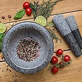 ChefSofi Extra Large 8 Inch 5 Cup-Capacity Mortar and Pestle Set - Black Polished Exterior - One Huge Mortar and Two Pestels: 8.5 inch and 6.5 inch